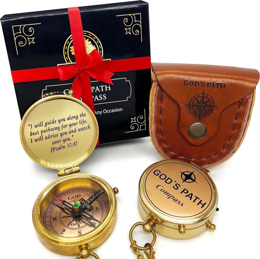God's Path Compass  Communion & Confirmation Gift for Teenage Boys | Baptism Religious Gifts for Men, Christian, Catholic, Graduation | Sentimental & Inspirational Present  Greeting Card Included