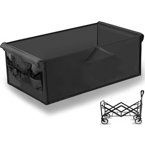 Wagon Liner Wagon Cover Picnic Garden Shopping Heavy Duty Camping Removable Replacement Easy Install Beach Camping Cart Liner, Black L