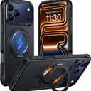 Temdan Designed for iPhone 17 Pro Max Case,[with 360Rotatable Invisible Magnetic O-Ring Stand][Military Grade Shockproof][Compatible with MagSafe] Anti-Slip Translucent Matte Phone Case 6.9" 2025 (Black)