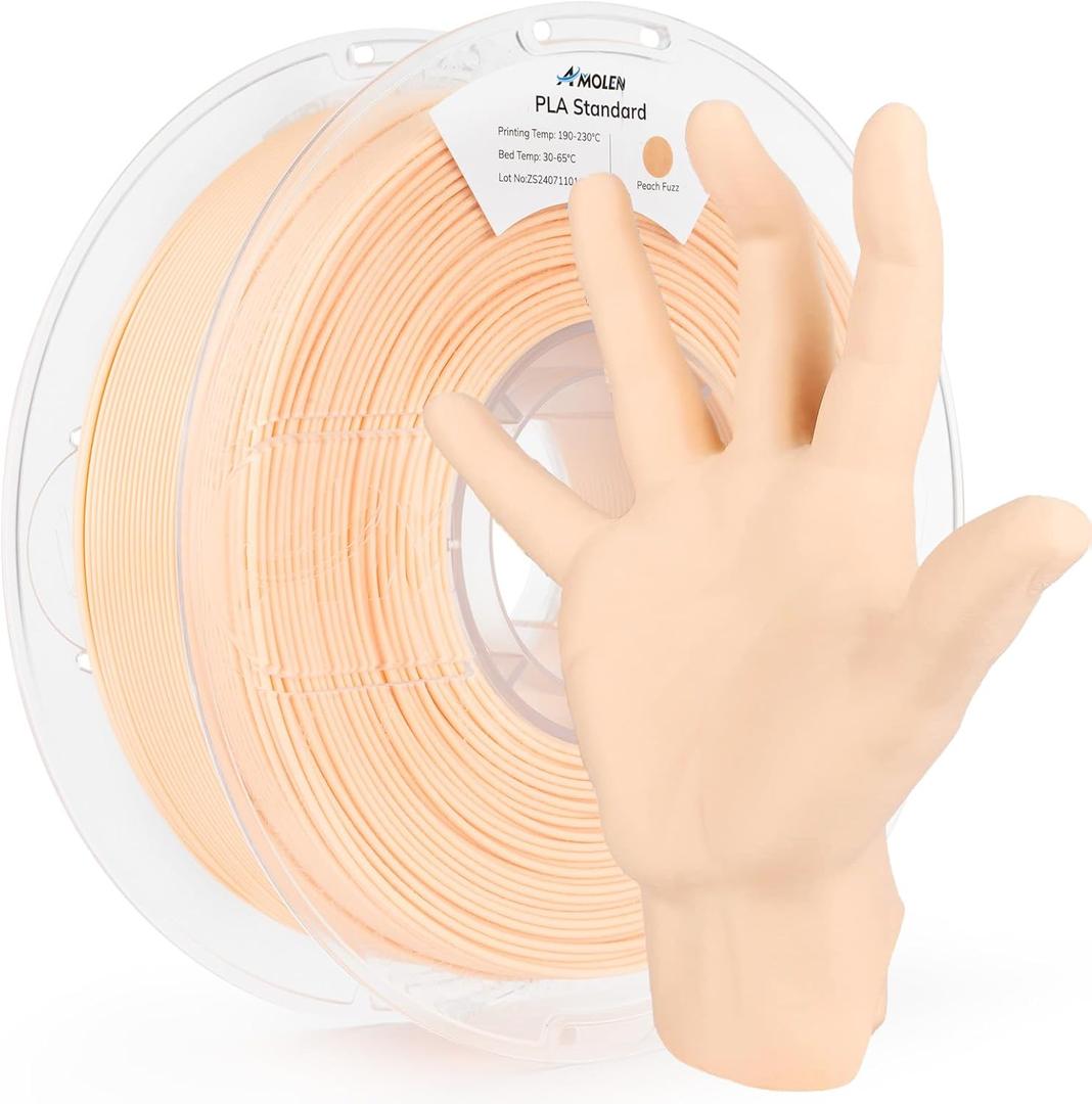 AMOLEN 3D Printer Filament PLA, True High Speed 600mm/s 1.75mm PLA Filament Peach Fuzz (Flesh color)PLA, 1KG/2.2lb, Dimensional Accuracy +/- 0.02 mm, Smooth & Non-Tangle, Fits for Most FDM 3D Printer