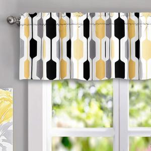 DriftAway Riley Geo Lined Window Curtain Valance Mid Century Geometric Pattern 2 Layers Rod Pocket 52 Inch by 14 Inch Plus 2 Inch Gold Black Gray DriftAway Riley Geo Lined Window Curtain Valance Mid Century Geometric Pattern 2 Layers Rod Pocket 52 Inch by 14 Inch Plus 2 Inch Gold Black Gray