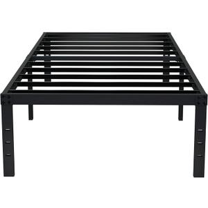 EMODA 16 Inch Heavy Duty Twin Bed Frame, Metal Platform Bed Frames No Box Spring Needed, Noise Free, Easy Assembly, Black