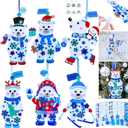 Winlyn 24 Sets Winter Decorations DIY Polar Bear Ornaments Christmas Craft Kits Foam Polar Bear with Snowflake Foam Stickers for Kids Holiday Seasonal Gift Home Classroom Activities Party Favors