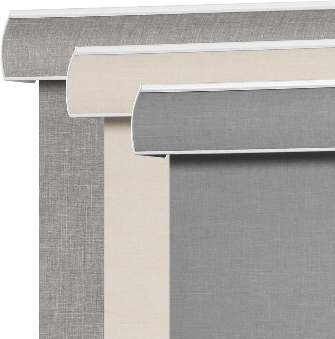SEEYE Blackout Roller Shades for Windows, Cordless, Roller Blinds, Linen Fabric Window Blinds, Thermal Insulated Fabric UV Protection, Room Darkening Shades for Home,Office (Line Grey, 62" W x 72" H)