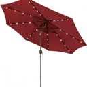 Blissun 9 ft Solar Umbrella, 32 LED Lighted Patio Umbrella, Table Market Umbrella, Outdoor Umbrella for Garden, Deck, Backyard, Pool and Beach (Burgundy)