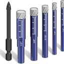 6 PCs Diamond Drill Bits Set for Porcelain, Ceramic, Glass & More - Versatile Tile Drill Bits for Efficient, Precise Drilling
