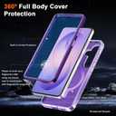 for Samsung Galaxy S26 Case with Magnetic Invisible Stand[Compatible with MagSafe] with Screen Protector Dual Layer Full Body Military Shockproof Translucent Phone Cover-Purple