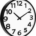 Fomaris Wall Clock 16 Inch - Large 3D Numbers Easy to Read, Silent Non-Ticking Battery Operated Analog Quartz Round Clock for Seniors, Classroom, Office, Living Room - Black