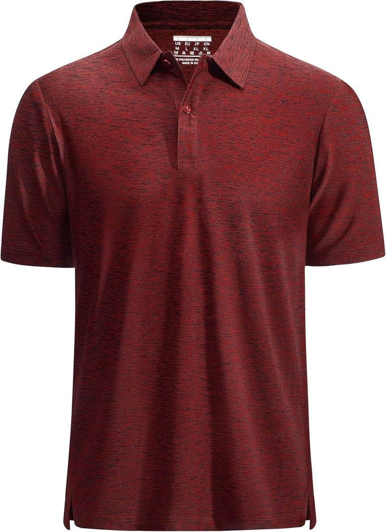 MAGCOMSEN Mens Polo Shirts Dry Fit Golf Shirts Moisture Wicking Athletic Workout Golf Polo Tees Casual Collared Shirt (Red, Large)