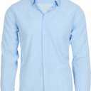 Nautica Slim Fit Mens Dress Shirts Long Sleeve Performance Polyester Fabric Wrinkle Free 4-Way Stretch (Blue, M)