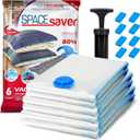 6 Pack Variety Vacuum Storage Bags for Comforters, Blankets & Clothes Vacuum Sealed Compression Bags with Hand Pump Space Saver Storage Bags for Bedding,Moving, Travel & Organization (2S, 2M & 2L)