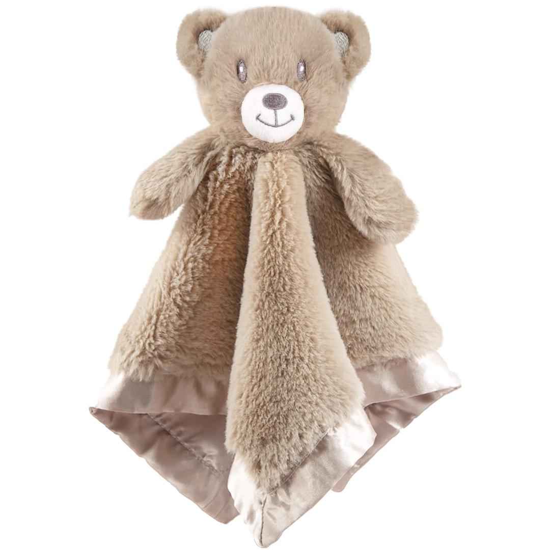 Baby Bear Security Blanket Soft Minky Baby Lovey Animal Plush Blanket Unisex Lovie Gift for Toddler, Boys and Girls, 16 Inch (Dark Brown)
