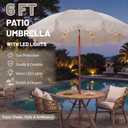 Fringe Patio Umbrella with Solar Powered String Lights, Boho Patio Umbrella for Outdoor, Garden, Deck, Pool, Push Button Tilt Pole