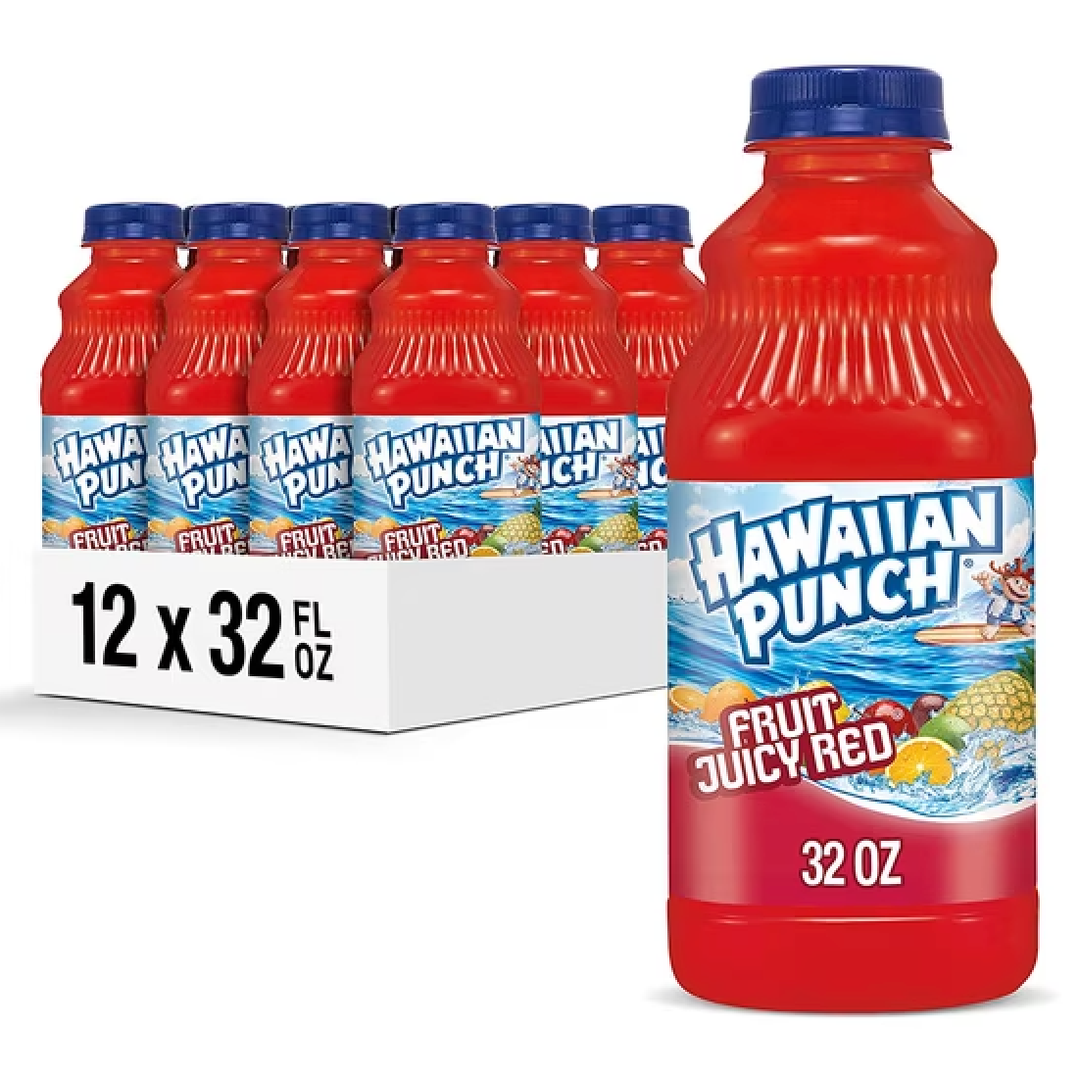 Hawaiian Punch Fruit Juicy Red Fruit Juice Drink, 32 Fl Oz Bottle (Pack Of 12), Caffeine-Free, Carbonation-Free, Gluten-Free, Excellent Source Of Vitamin C, Less Than 100 Calories BBD Oct 12 2026