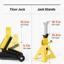 VEVOR Low Profile Floor Jack, 2 Ton (4400 lbs) Capacity, Steel Racing Floor Jack with Stands, Single Piston Quick Lift Pump, Hydraulic Trolley Car Lift for Compact SUVs, Lifting Range 5.1-12.2 Inches