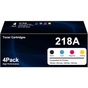 218A Toner Cartridges Replacement Compatible for HP 218 A HP218A 218X Toner (with Chip) W2180A W2180X Works for Color Pro 3201dw MFP 3301cdw 3301fdw 3301sdw Printer 4Pack black cyan yellow magenta