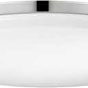 Globe Electric 65584 14" Integrated LED Flush Mount Ceiling Light, Chrome Finish, Frosted Shade, Slim Low Profile, 2200 Lumens, 3000K Warm White, Energy Star Certified