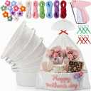 LemonRoad 6 Sets Small Woven Gift Basket DIY Rope Mother's Day Baskets for Gifts Empty 12"x 8"x 5" with Bags, Ribbons, Sewing Machine, Crochet, Dog Cat Baby Toy Nursery Storage Bins for Baby Showers