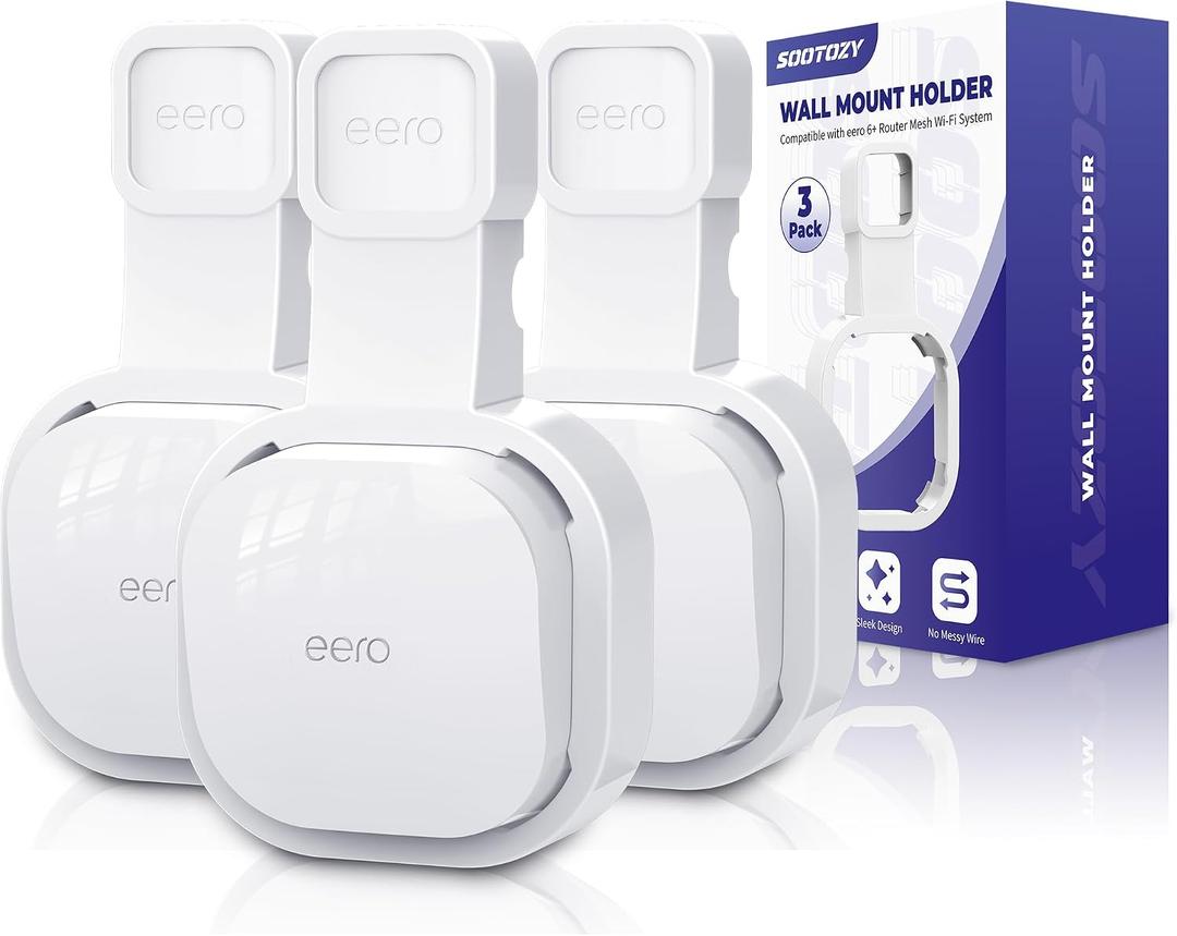 Wall Mount Holder for eero 6 and for eero 6+ Router Mesh Wi-Fi System No Messy Wires, Space-Saving Outlet Wall Mount Holder for eero 6 Plus Extender, Stand Bracket for eero 6+ (White-3pcs)