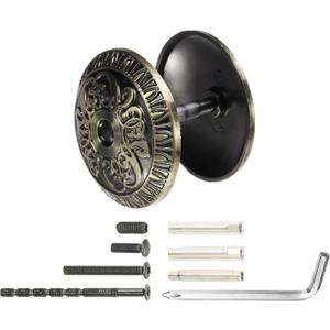 PATIKIL Door Hole Cover Plate, 2 Inch Zinc Alloy Flower Round Deadbolt Knobs Fixing Cover with Hex Wrench Fits Doors 2" to 4-3/4" Thick for Hole Filling Decoration, Vintage Blue