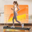 Walking Pad Treadmill with 12% Incline & Dual LED Display, 4 in 1 Walking Pad with Handle Bar, 3.5HP Foldable Under Desk Treadmill, Portable Treadmills for Home 350LBS, 4 Adjustable Incline, RGB Light