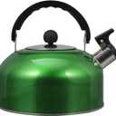 Cabilock 2L Stainless Steel Whistling Tea Kettle for Stove Top, Green Stovetop Kettle with Ergonomic Handle, Loud Whistle, Compatible with Gas and Induction Cookers