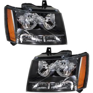 labwork Headlight Assembly Replacement for Suburban Tahoe Avalanche 2007-2014 Projector Headlamp for Driver and Passenger Side Black Housing