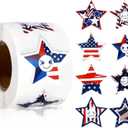 500pcs American Flag Star Stickers, 8 Designs Independence Day Patriotic Stickers 4th of July Labels Red White and Blue Star Decals for Memorial Veterans Day Gift Crafts Party Favors Decor
