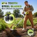 Saker 22V Cordless Electric Garden Tiller Cultivator, Lightweight Rototiller for Gardening, 9-Inch Tilling Width, 6.3-Inch Depth for Soil Preparation, Weeding, and Gardening 2 Batteries SK-TC18B