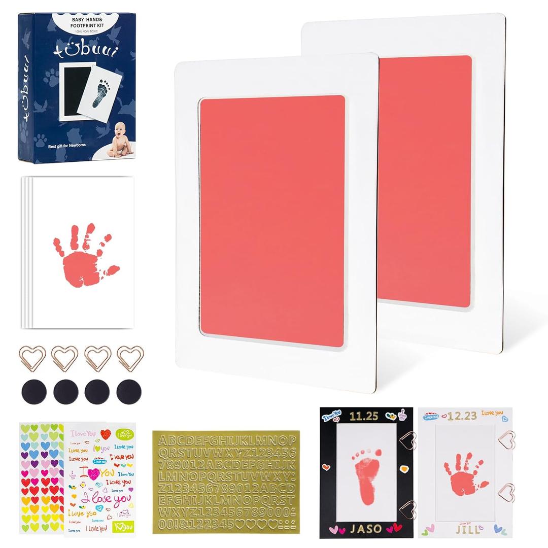 Inkless Baby Hand and Footprint Kit,Clean Touch Ink Pad for Baby Footprint Kit,No Mess Dog Paw Print Kit,DIY Footprint Ink for Baby Keepsake Gifts for Boys and Girls (2Pack-Large)