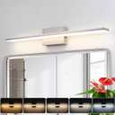 LED Brushed Nickel Vanity Light for Bathroom Lighting Fixtures Over Mirror Modern Bath Vanity Lights Bar 24W 5CCT Diammable Bathroom Lights 31.5 inch