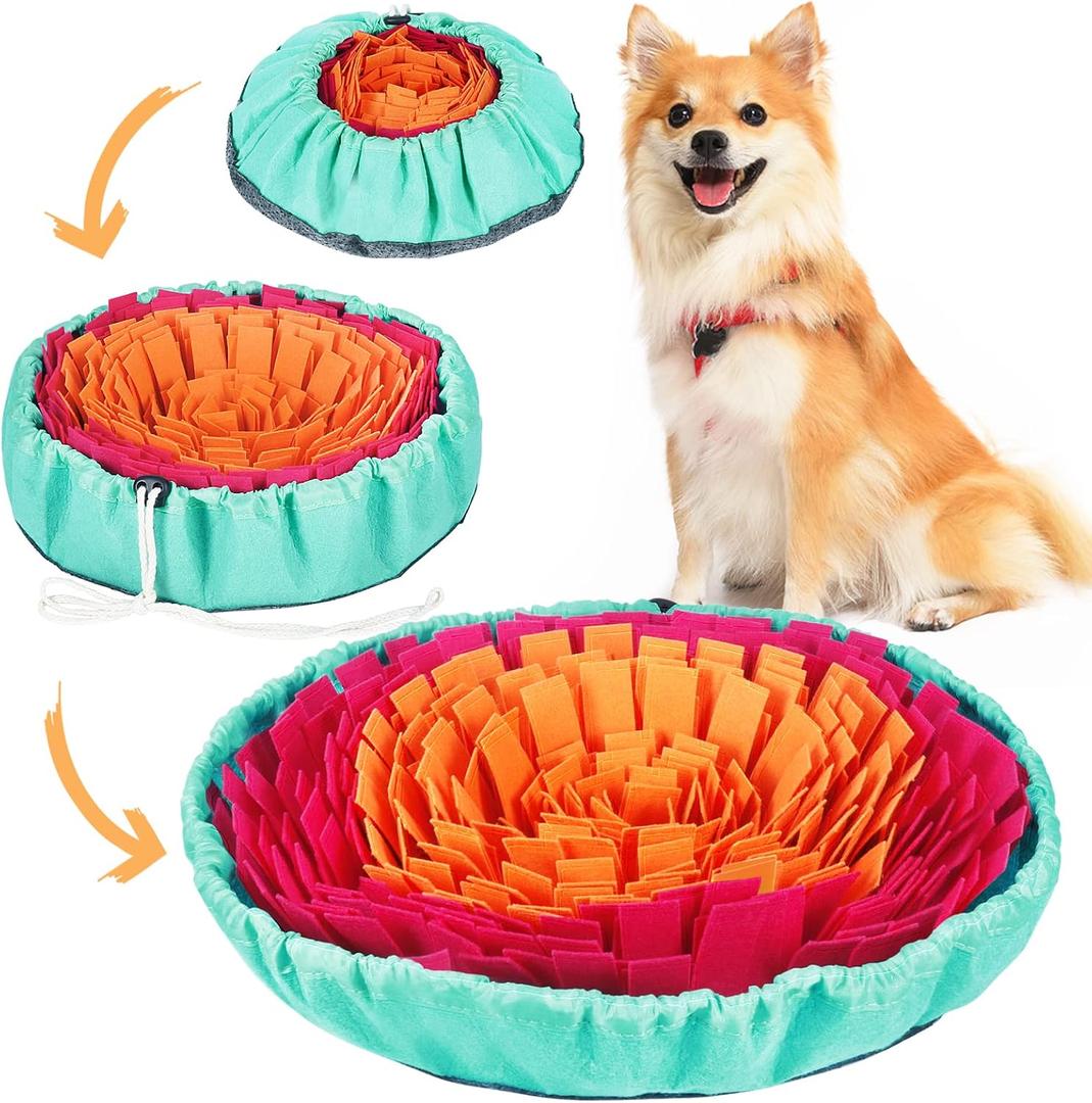 Vivifying Snuffle Mat for Dogs, Interactive Sniff Mat for Slow Eating and Keep Busy, Adjustable Dog Digging Toys Encourages Natural Foraging Skills and Mental Stimulation (Rose Red Orange)