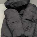 Flygo Womens Hooded Quilted Puffer Jacket Mid-Length Padded Warm Winter Heavyweight Coat Outerwear (X-Large, Black)