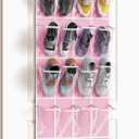 Simple Houseware 24 Pockets - Crystal Clear Over The Door Hanging Shoe Organizer, Pink (64'' x 19'')
