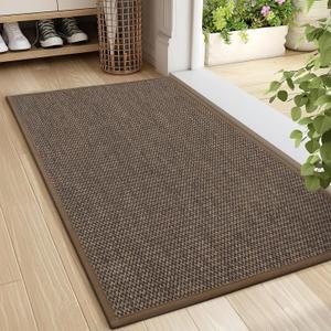 Door Mat 24"x36", Non Slip Washable Indoor Door Mat, Brown