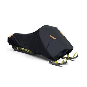 Snowmobile Cover Heavy Duty 420D Oxford Universal Trailerable Snowmobile Storage Cover, Compatible with P-olaris Ski-Doo A-rctic Cat Y-amaha L-ynx C-amso C-FMOTO (Black, 145" L x 51" W x 48" H)