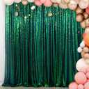 ShinyBeauty Iridescent Green Sequin Backdrop 10FTx10FT Photo Backdrops Green Blue Curtains 10FT Shimmer Fabric Backdrop Christmas, Happy Birthday, Studio Backgrounds