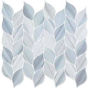 Tilingview 10 Pcs Vinyl Leaf Peel and Stick Tile for Kitchen Backsplash, Premium Self-Adhesive Tiles Plastic Wall Stickers Art Mosaics (Blue Gray) (12"x12"x0.04")