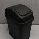 Idotry 1.8 Gallon / 7 Liter Plastic Trash Can, Small Garbage Bin with Swing Lid, Black
