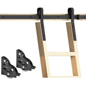 DIYHD 10FT Home Office Sliding Library Ladder Hardware,Bottom Wheel with Brake(No Ladder),MAX Load 300lbs (10FT track Kit)