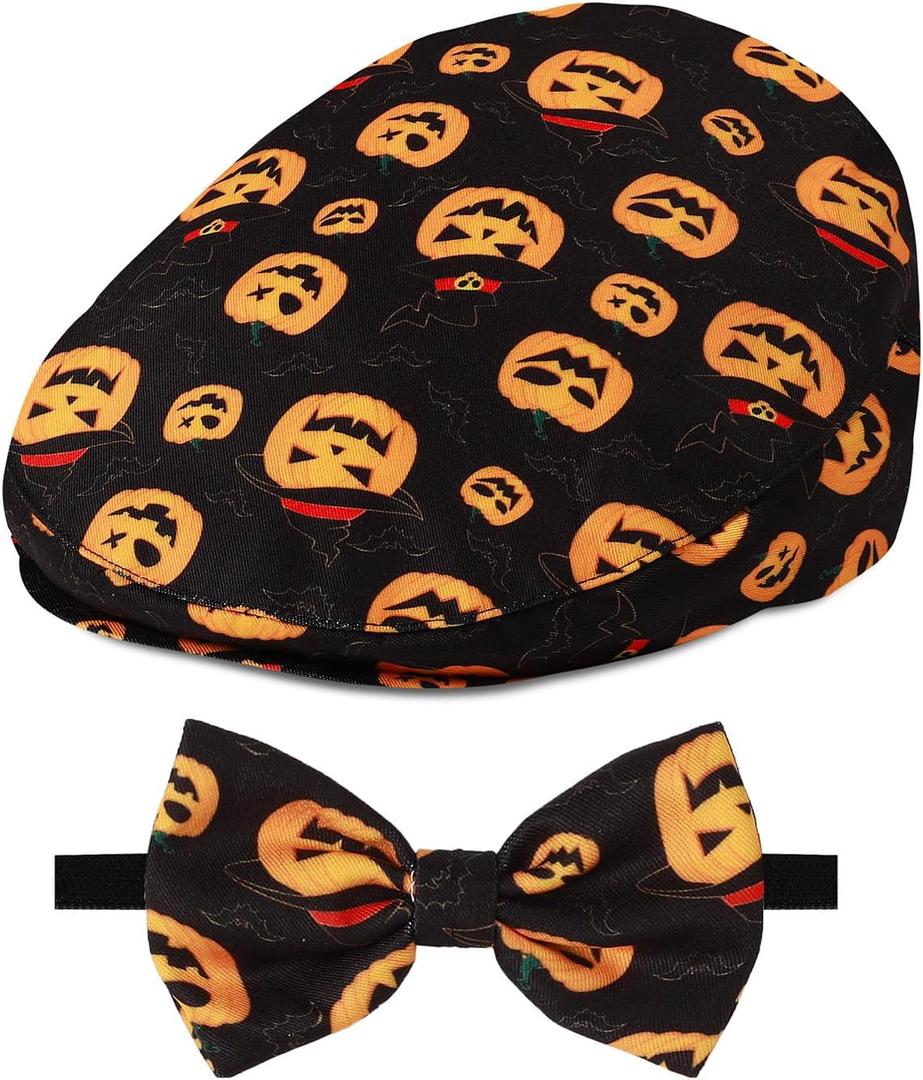 A&J DESIGN Baby Boy Driver Cap, Toddler 2pcs Newsboy Cap & Bow Tie 3 Months - 8 Years (12-24 Months, Pumpkin)