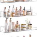 upsimples Acrylic Shelves for Bathroom Storage, 15" Floating Shelves Wall Organizer for Perfume, Make up, Skincare, Kids Bookshelf for Bedroom, Nursery, Living Room Decor, Clear, 4 Pack, 4D x 15W x 2H in