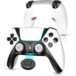 Replacement for Luna Controller,Ymir Wireless Controller for Fire TV with Back Paddles/Turbo/1200 mAh Battery,Mando Made for Amazon Luna/PS4/PC,White