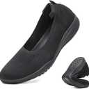 LEDINEY Women's Flats Slip On Go Walk Shoes for Women Comfortable Walking Sneakers Knit Low Wedge Dressy Ballet Shoes Zapatos para Mujer, Size 6 