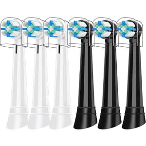 6 Pcs Replacement Toothbrush Compatible with Oral B IO 2 3 4 5 6 7 8 9 10 Electric Toothbrushes, Brush Head with Medium-Firm Bristles to Remove Stains (Black/White)