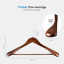 ZOBER 6 Pack High-Grade Wooden Suit Hangers for Men, Extra Wide Shoulder Hangers with Non Slip Pants Bar, Smooth Finish, 360 Swivel Hook, Jacket Hanger, Heavy Duty Wide Hanger for Closet