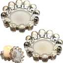 2 Pack Bubble Candle Dish, Fits up to 3 Inch Wide Chic Glass Candles Holder Tray Candle Plates Modern Diffusers Dish for Home Decor(Gray)