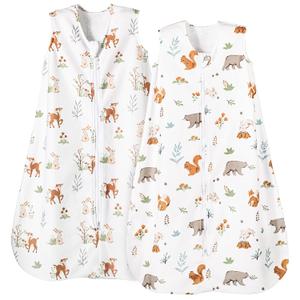 PHF Warm Micro-Fleece Baby Sleep Sack 18-24 Months, Soft Baby Wearable Blanket, 2-Way Zipper Sleeping Bags, 2 Pack Comfy Toddler Sleeping Sack for Boys, X-Large Size, Woodland & Animal