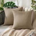 MIULEE Pack of 2 Decorative Outdoor Solid Waterproof Throw Pillow Covers Faux Linen Garden Farmhouse Cushion Cases for Patio Tent Balcony Couch Sofa 20x20 Inch Taupe Grey