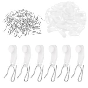 50 PCS Curtain Track Hooks, Curtain Hooks for Curtain Rod Traverse Rod Slides White Plastic Curtain Hooks Curtain Pin Hooks Slide Curtain Track for Curtain Rod Replacement Parts Curtains Traverse